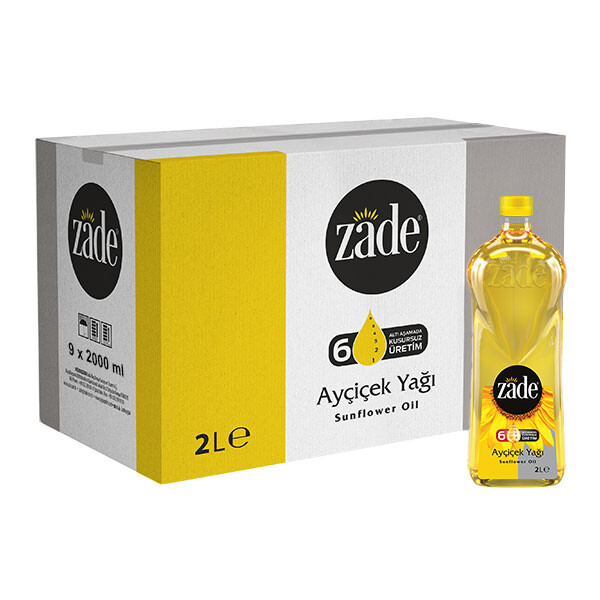 Zade Ayçiçek Yağı 2 Litre Pet Şişe Koli 9'lu Set - 9x2 Lt - 18 Litre - Thumbnail