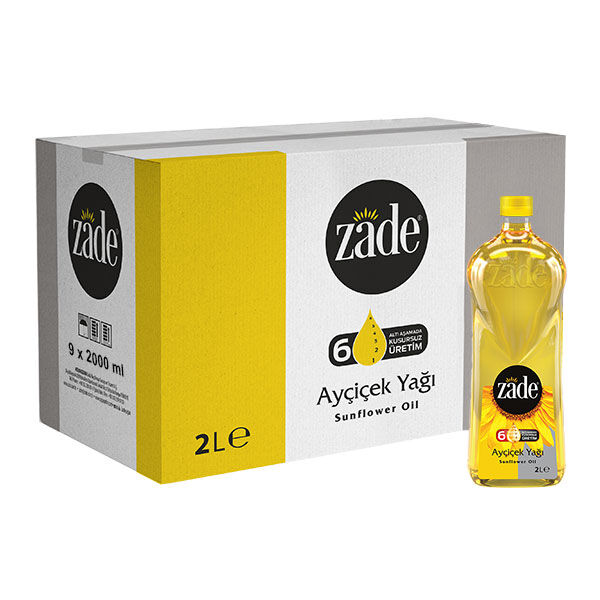 Zade Ayçiçek Yağı 2 Litre Pet Şişe Koli 9'lu Set - 9x2 Lt - 18 Litre