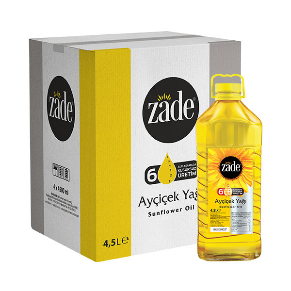 Zade Ayçiçek Yağı 4.5 Litre Pet Şişe Koli 4'lü Set - 4x4.5 Lt - 18 Litre - Thumbnail