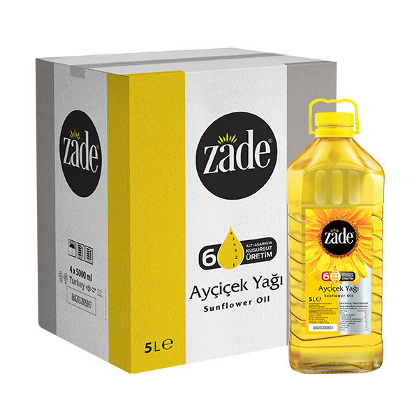 Zade Ayçiçek Yağı 5 Litre Pet Şişe Koli 4'lü Set - 4x5 Lt - 20 Litre