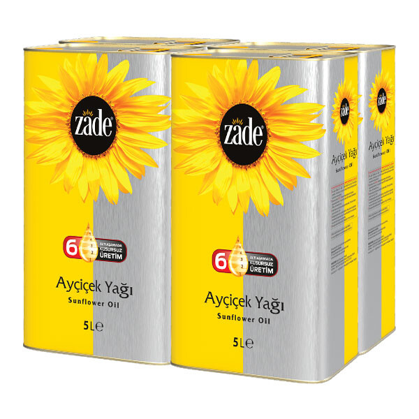 Zade Ayçiçek Yağı 5 Litre Teneke Koli 4'lü Set - 4x5 Lt - 20 Litre - Thumbnail