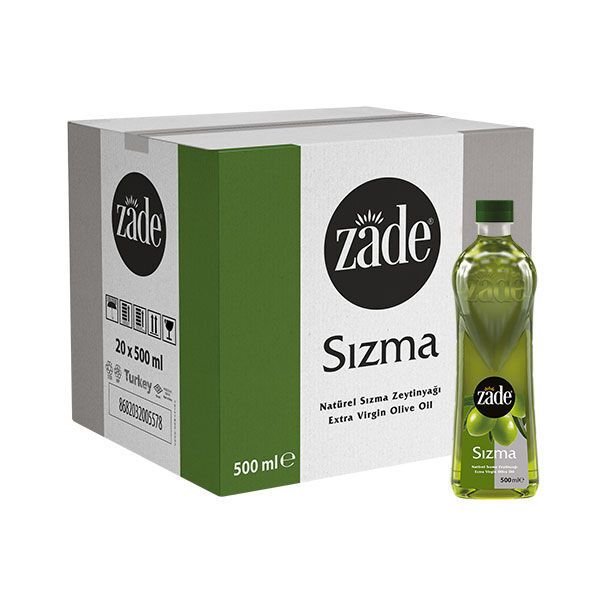 Zade Natürel Sızma Zeytinyağı 0.5 Litre Pet Şişe Koli 20'li Set - 20x0.5 Litre - 10 Litre