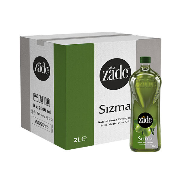 Zade Natürel Sızma Zeytinyağı 2 Litre Pet Şişe Koli 9'lu Set - 9x2 Litre - 18 Litre